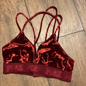 PINK VS front and back cross strap velvet bralette